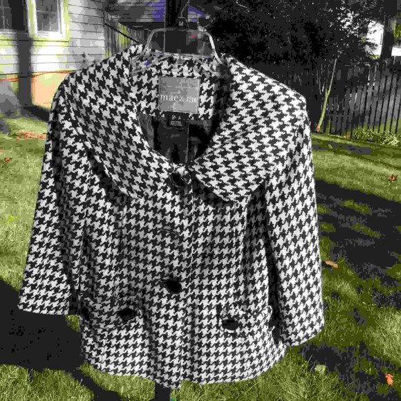 Mac&Jac Wool Blended Black/White Plaid Jacket - Picture 1 of 2